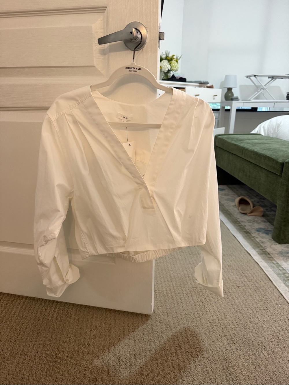 ALC Jordan Ruched-Sleeve Popover Top